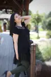 KADIN SİYAH BÜYÜK BEDEN DANTELLİ FIRFIRLI LİKRALI VİSKON BLUZ