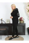 KADIN BÜYÜK BEDEN KAPŞONLU PUL PAYET DETAY ESNEK SWEATSHIRT