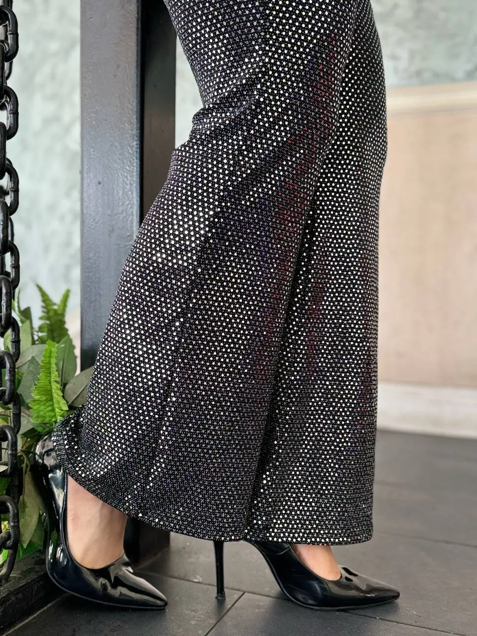 KADIN BÜYÜK BEDEN PAYET DETAY İSPANYOL PAÇA PANTOLON