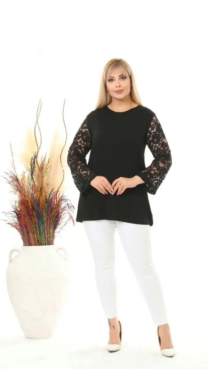 KADIN BÜYÜK BEDEN GÜPÜR KOL ESNEK VİSKON BLUZ