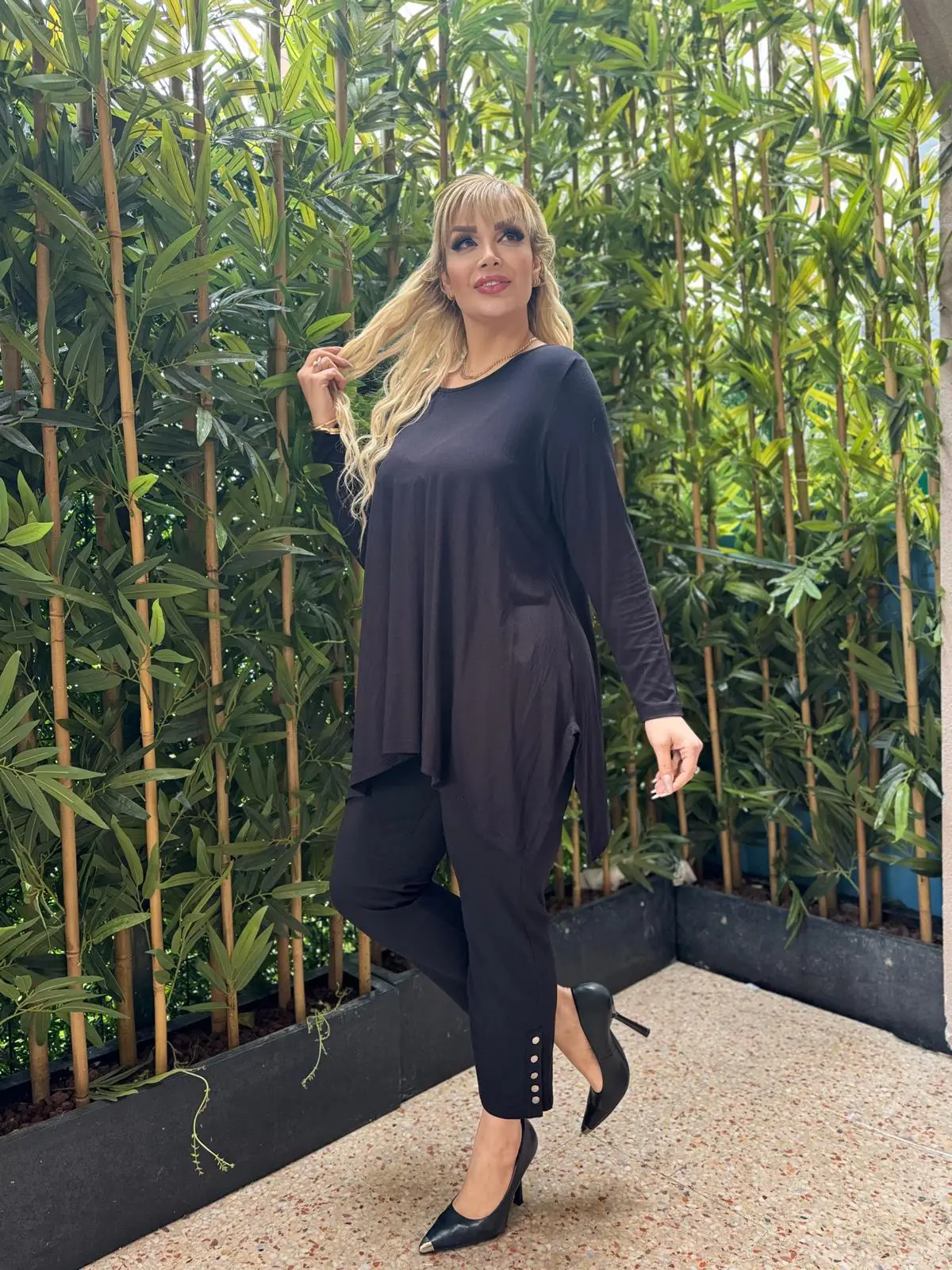 KADIN BÜYÜK BEDEN YIRTMAÇLI SALAŞ VİSKON TUNİK