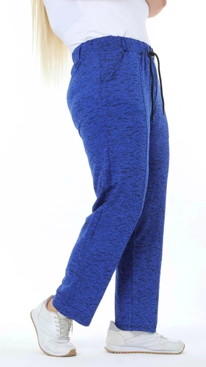 KADIN BÜYÜK BEDEN CEPLİ ÜTÜ ÇİZGİLİ ŞARDONLU 3 İPLİK EŞOFMAN ALT