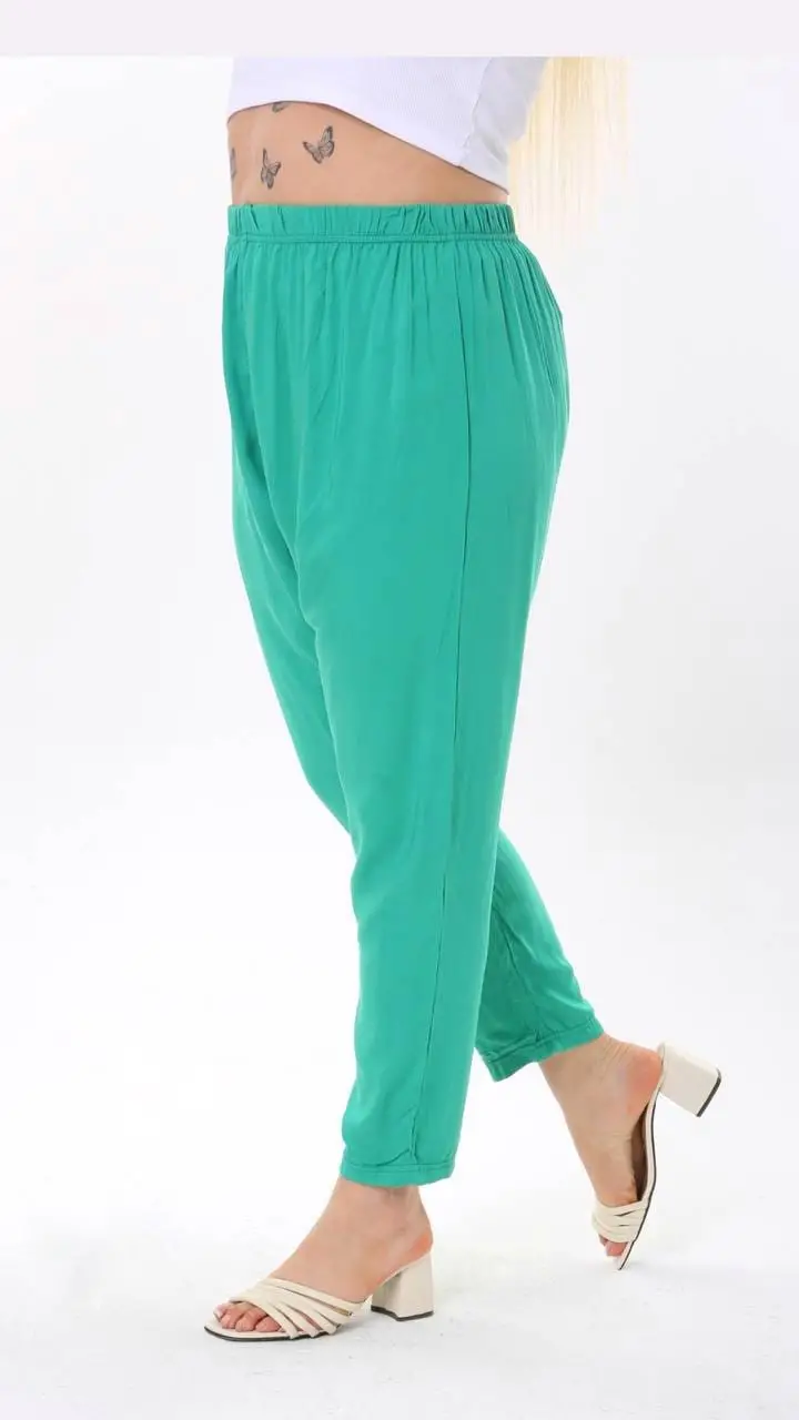 KADIN BÜYÜK BEDEN SALAŞ KESİM DOKUMA PANTOLON