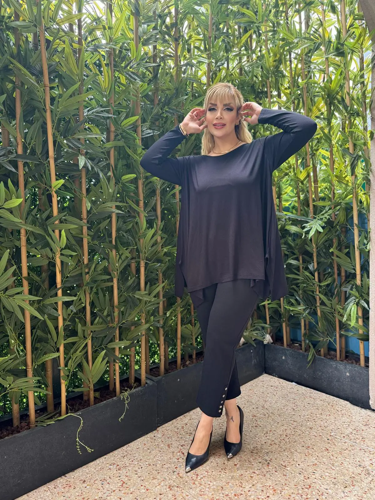 KADIN BÜYÜK BEDEN YIRTMAÇLI SALAŞ VİSKON TUNİK