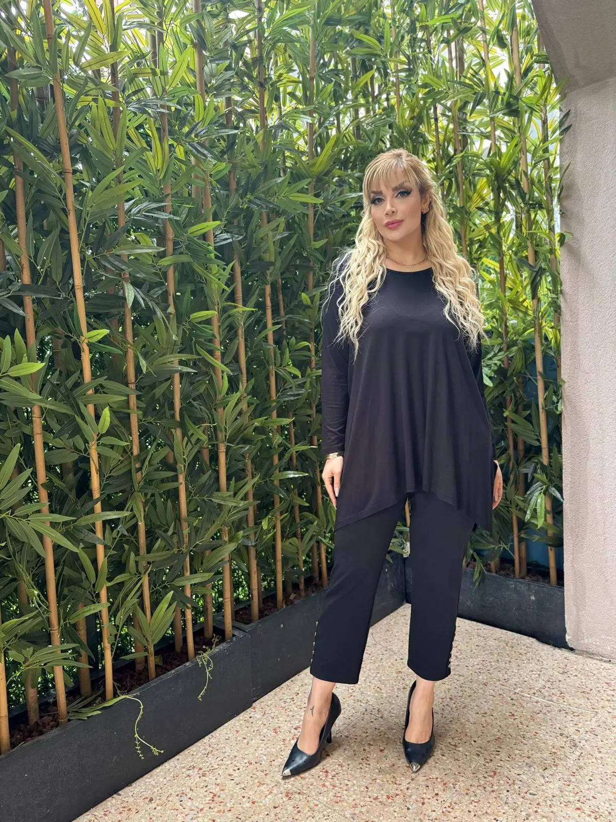 KADIN BÜYÜK BEDEN YIRTMAÇLI SALAŞ VİSKON TUNİK