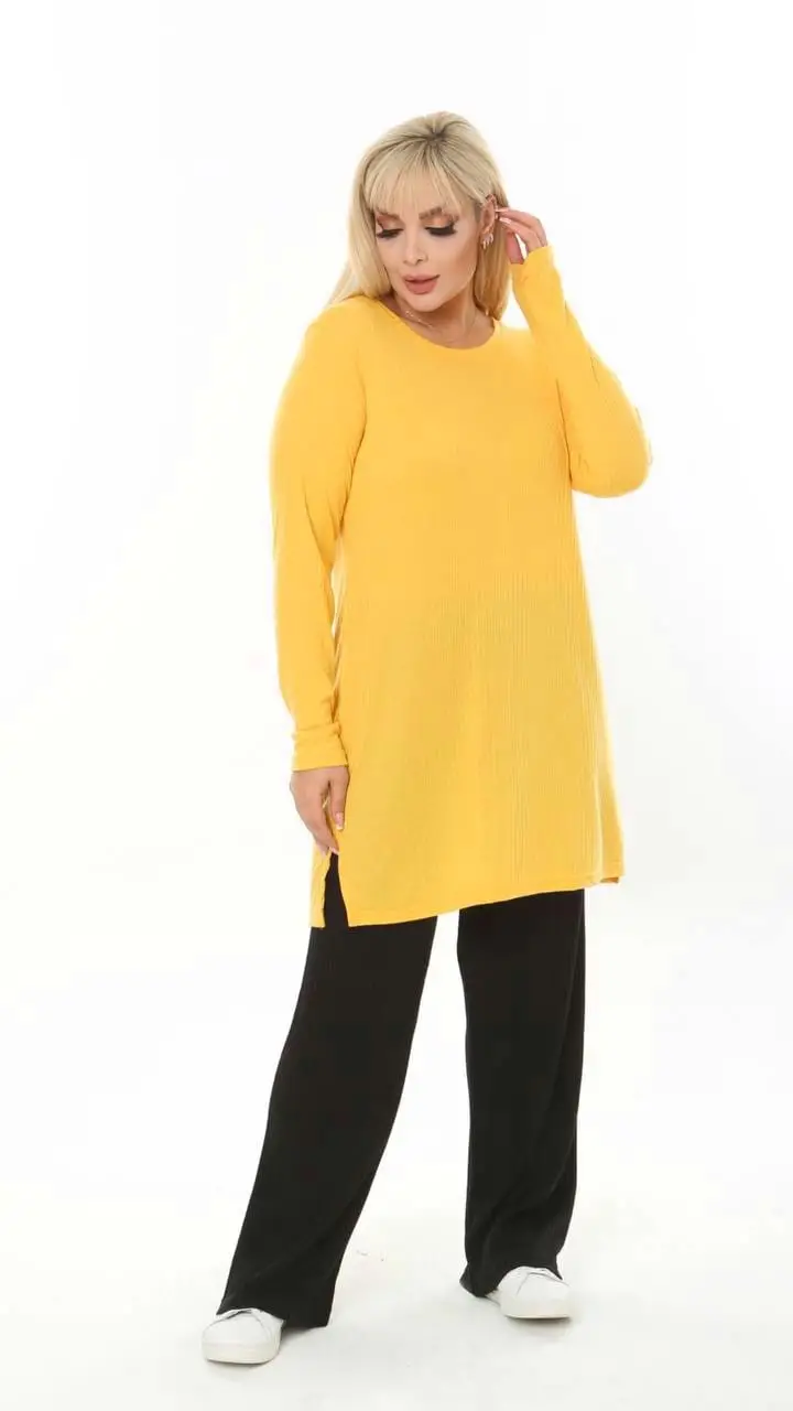 KADIN BÜYÜK BEDEN YIRTMAÇLI KAŞKORSE TUNİK