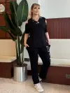 KADIN BÜYÜK BEDEN OMUZ PENCERE GARNİ ŞERİT DETAY LİKRALI VİSKON TAKIM
