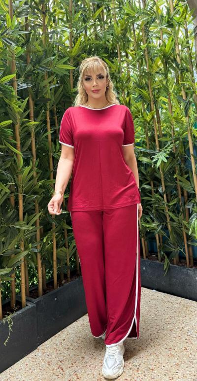KADIN BÜYÜK BEDEN KOL DEKOLTE BEYAZ BİYE DETAY LİKRALI VİSKON TAKIM