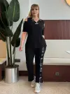 KADIN BÜYÜK BEDEN OMUZ PENCERE GARNİ ŞERİT DETAY LİKRALI VİSKON TAKIM