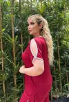 KADIN BÜYÜK BEDEN KOL DEKOLTE BEYAZ BİYE DETAY LİKRALI VİSKON TAKIM