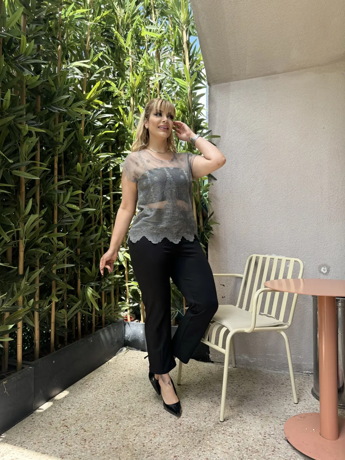 KADIN BÜYÜK BEDEN TRANSPARAN TÜL BLUZ