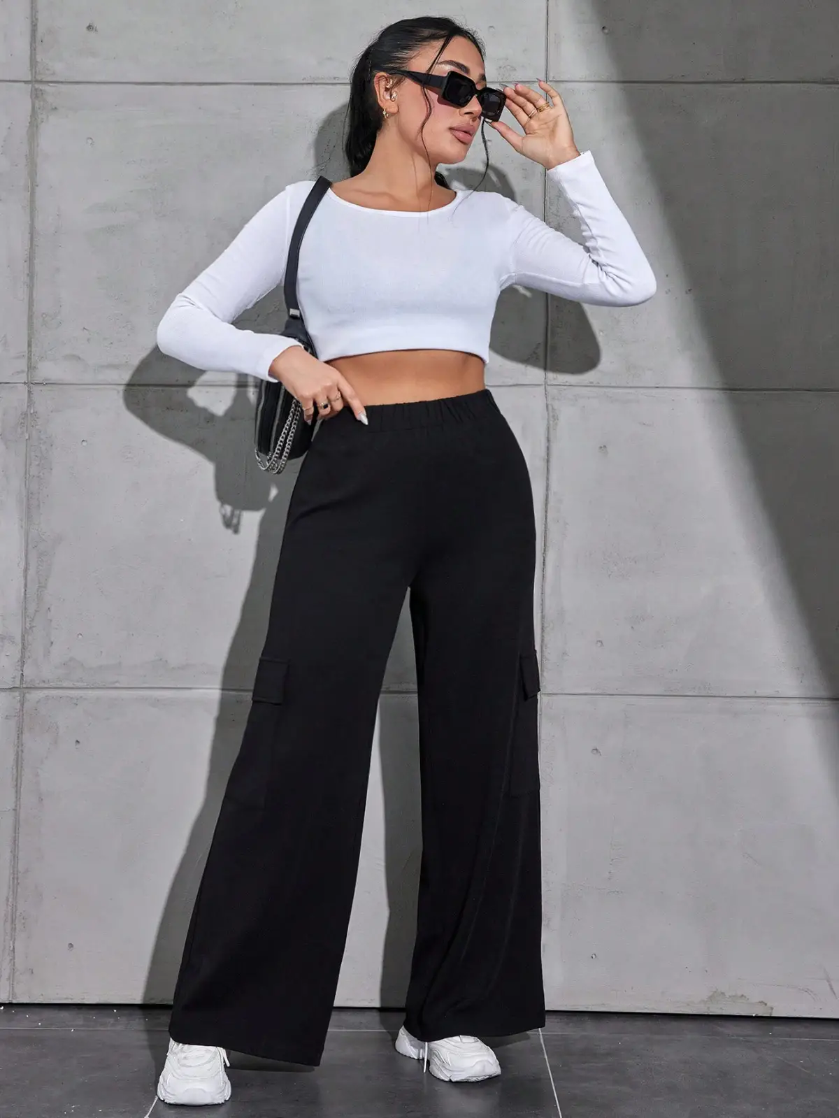  KADIN BÜYÜK BEDEN KARGO CEPLİ BELİ LASTİKLİ ESNEK KREP PANTOLON