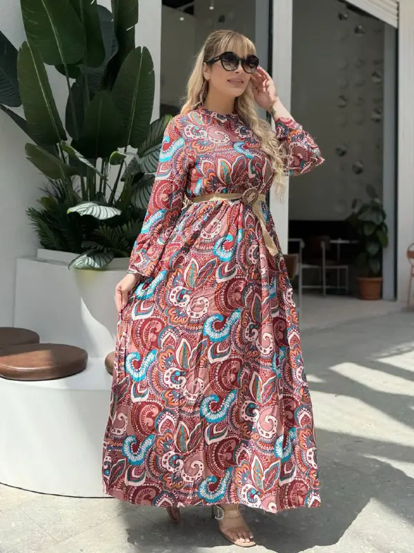 KADIN BÜYÜK BEDEN DÜĞMELİ YAKASI PATLI İSPANYOL KOL DOKUMA ELBİSE