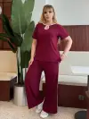 KADIN BÜYÜK BEDEN CEPLİ BİYELİ DAMLA DETAY LİKRALI VİSKON TAKIM