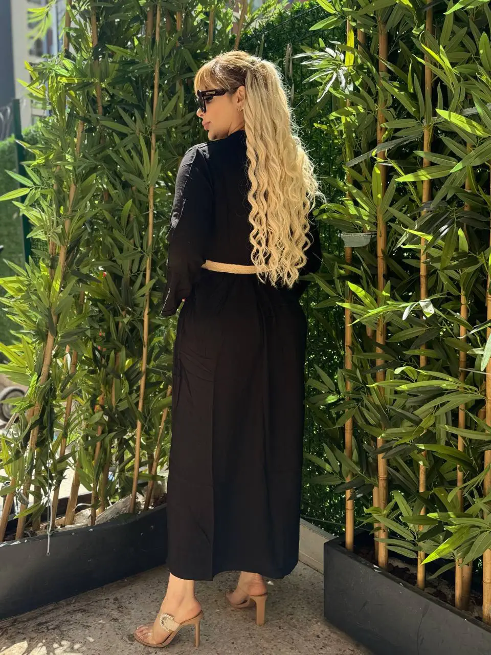  KADIN BÜYÜK BEDEN DÜĞMELİ YAKASI PATLI İSPANYOL KOL DOKUMA ELBİSE