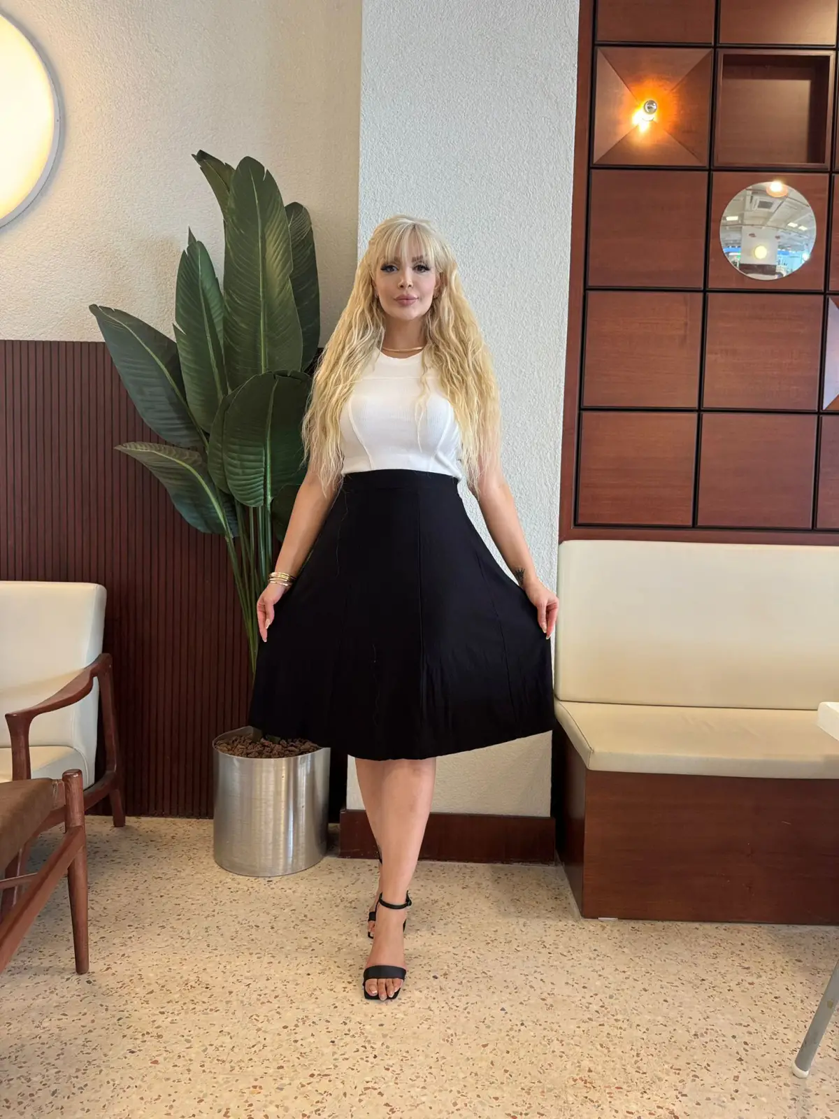 KADIN BÜYÜK BEDEN LİKRALI PARÇALI VİSKON ETEK