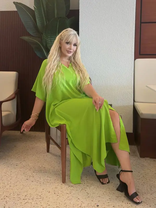  KADIN BÜYÜK BEDEN YARASA KOL YIRTMAÇLI DOKUMA JESSİCA ELBİSE (KEMER DAHİL DEĞİLDİR)