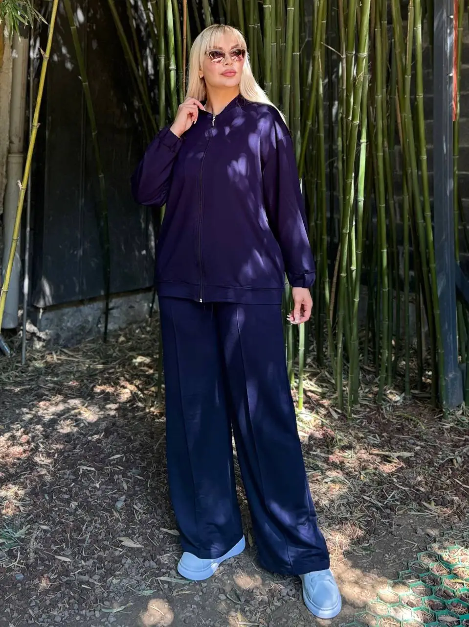 KADIN BÜYÜK BEDEN HAKİM YAKA FERMUARLI LİKRALI KRİSTAL İKİ İPLİK TAKIM