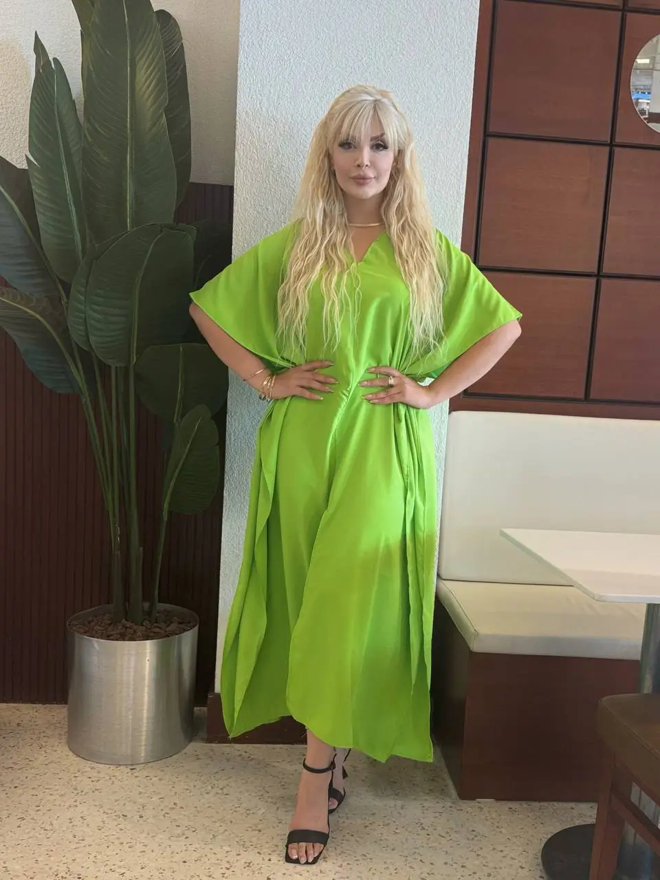  KADIN BÜYÜK BEDEN YARASA KOL YIRTMAÇLI DOKUMA JESSİCA ELBİSE (KEMER DAHİL DEĞİLDİR)