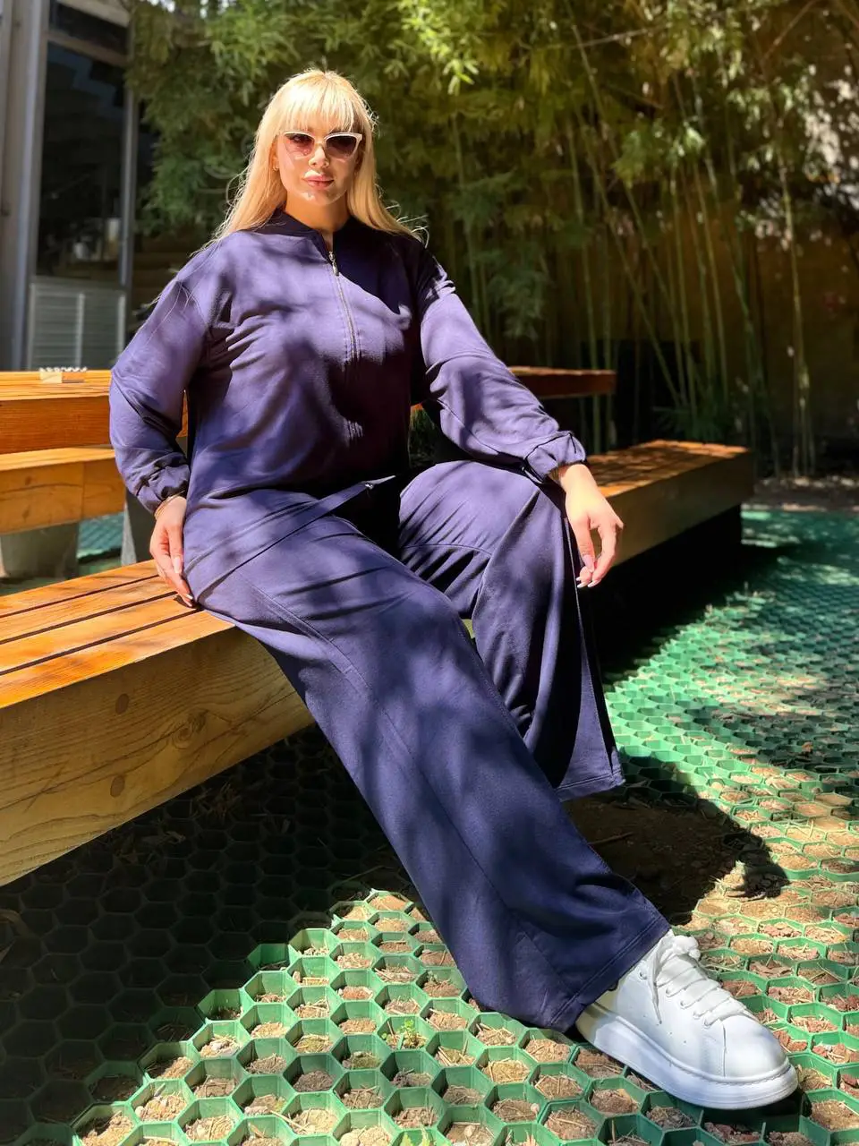 KADIN BÜYÜK BEDEN HAKİM YAKA FERMUARLI LİKRALI KRİSTAL İKİ İPLİK TAKIM