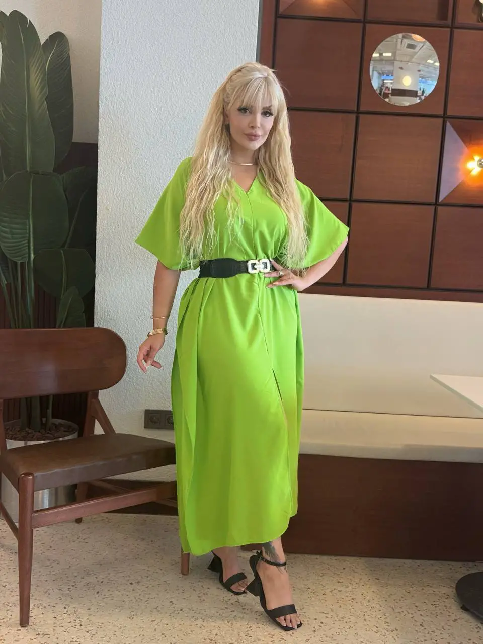  KADIN BÜYÜK BEDEN YARASA KOL YIRTMAÇLI DOKUMA JESSİCA ELBİSE (KEMER DAHİL DEĞİLDİR)