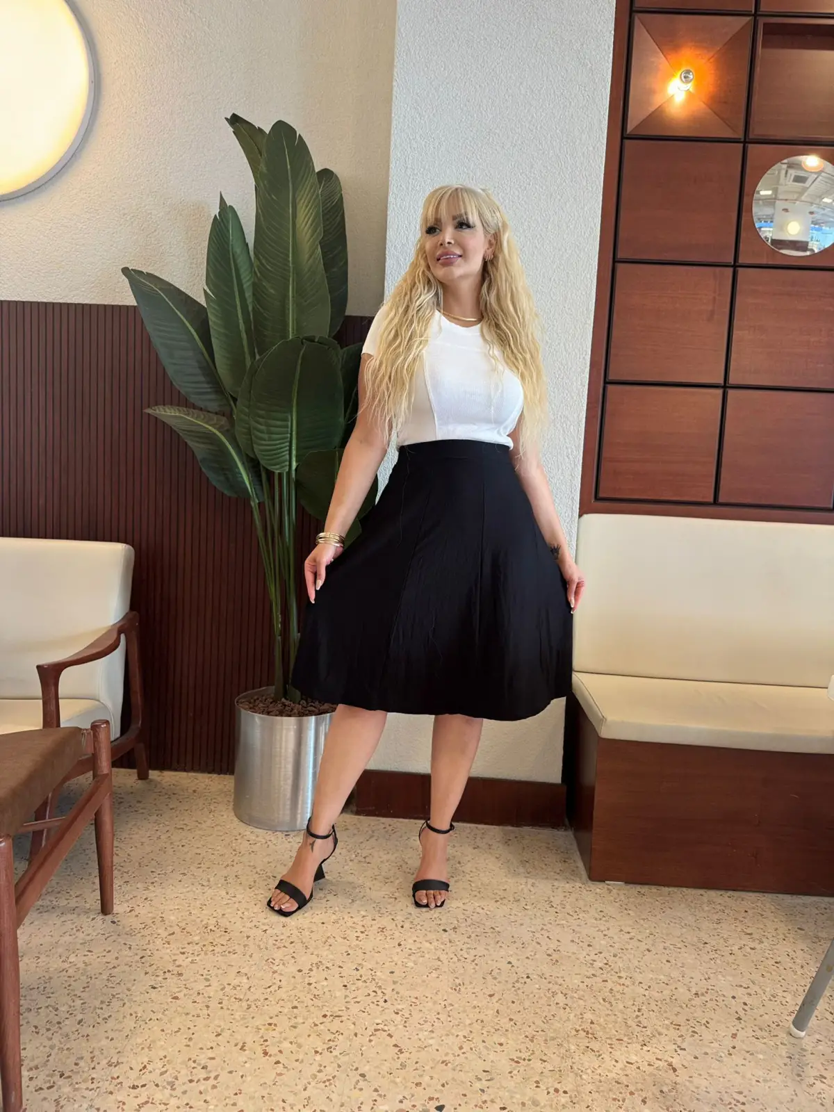 KADIN BÜYÜK BEDEN LİKRALI PARÇALI VİSKON ETEK