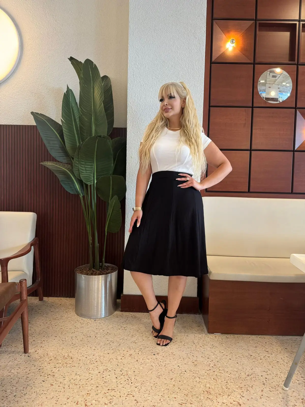 KADIN BÜYÜK BEDEN LİKRALI PARÇALI VİSKON ETEK