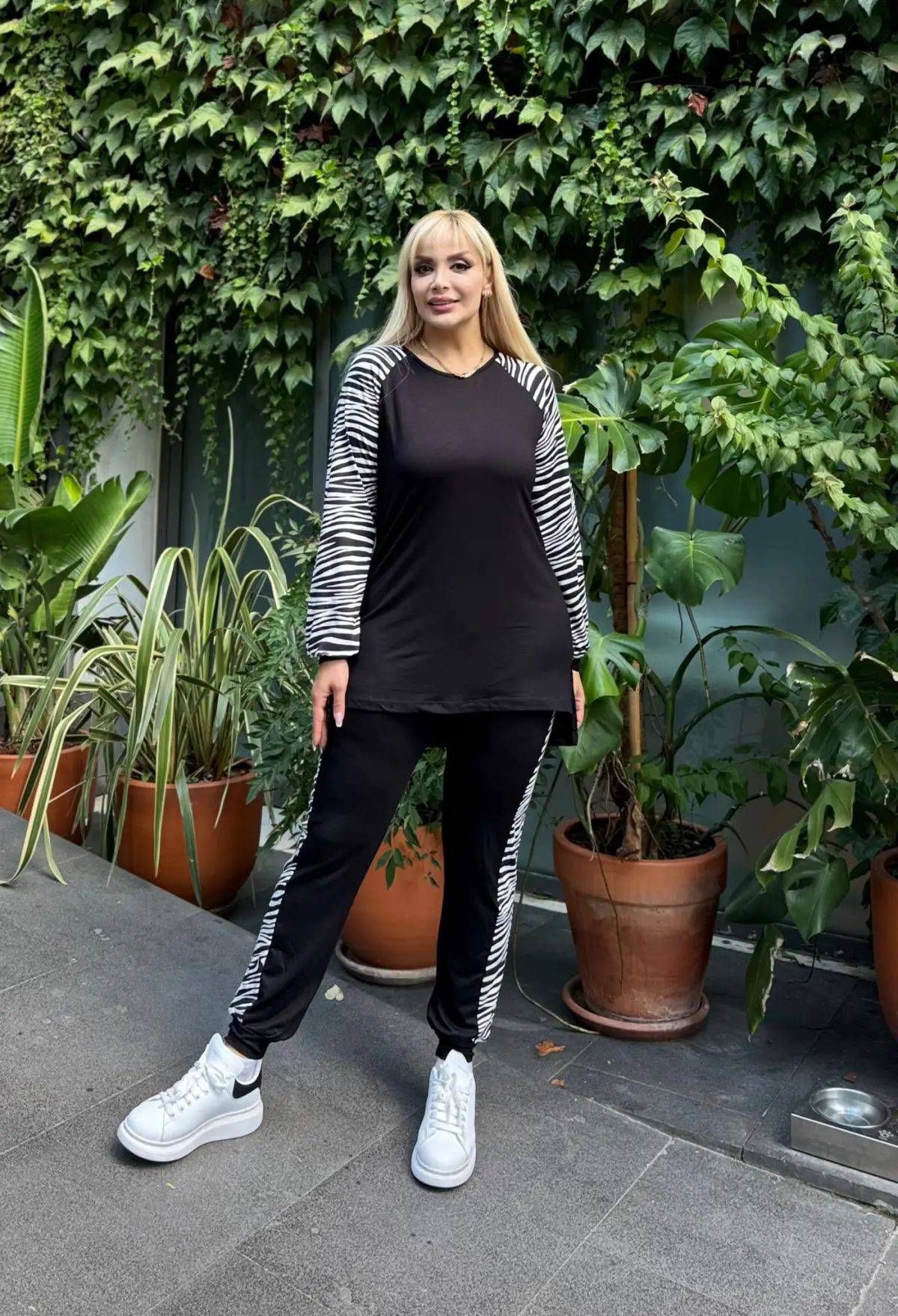 KADIN BÜYÜK BEDEN REGLAN KOL PAÇA LASTİKLİ LİKRALI VİSKON TAKIM