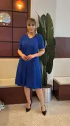 KADIN BÜYÜK BEDEN LİKRALI KREP ELBİSE