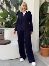 KADIN BÜYÜK BEDEN GÖMLEK YAKA DETAY LİKRALI KRİSTAL İKİ İPLİK TAKIM