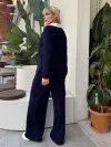 KADIN BÜYÜK BEDEN GÖMLEK YAKA DETAY LİKRALI KRİSTAL İKİ İPLİK TAKIM