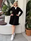 KADIN BÜYÜK BEDEN GÖMLEK YAKA GİZLİ CEP DETAY LİKRALI KRİSTAL İKİ İPLİK ELBİSE