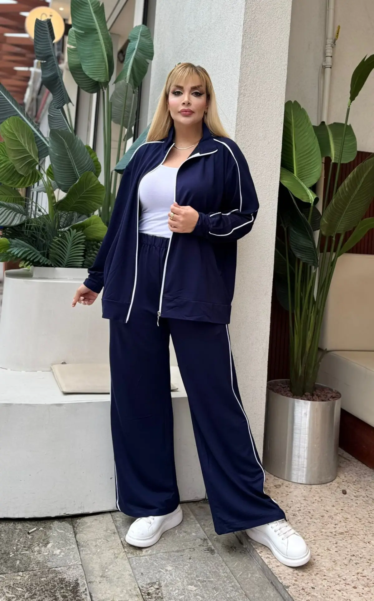 KADIN BÜYÜK BEDEN ÇİFT BİYE DETAY LİKRALI KRİSTAL İKİ İPLİK TAKIM