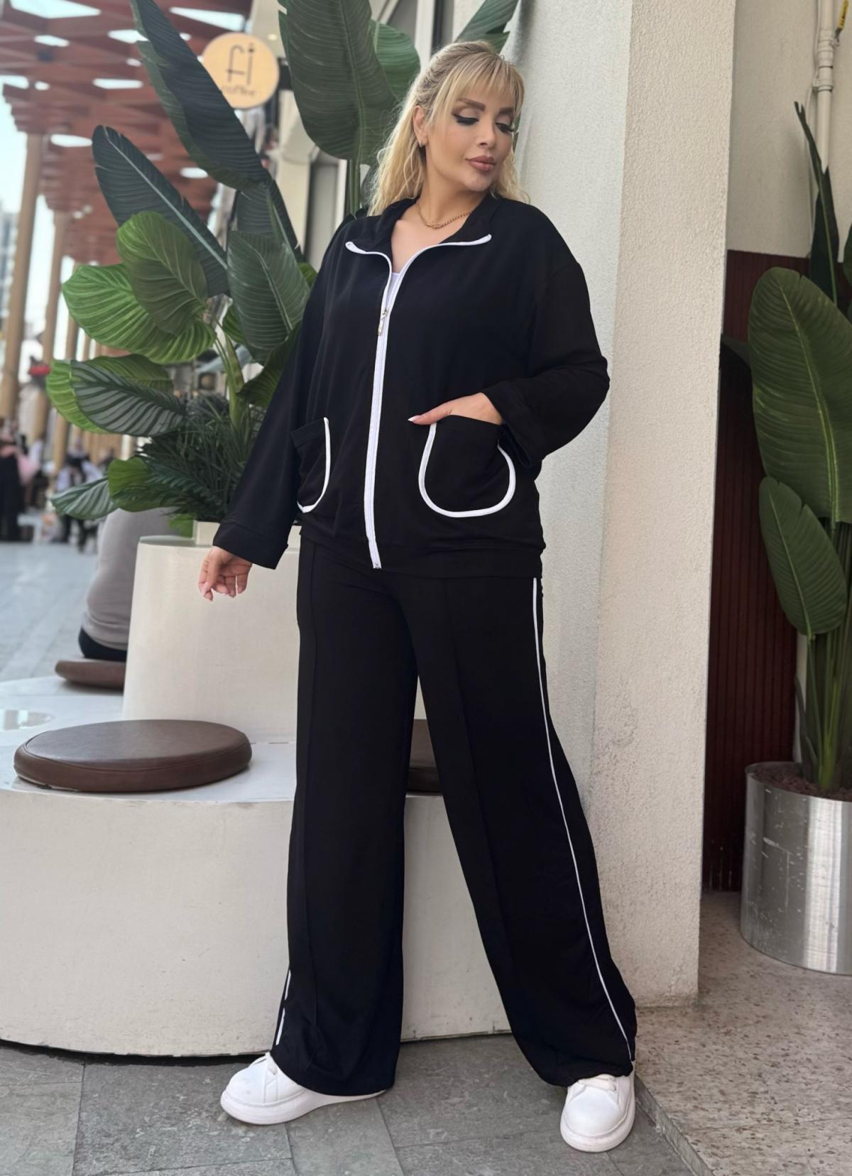 KADIN BÜYÜK BEDEN BEYAZ BİYE DETAY LİKRALI KRİSTAL İKİ İPLİK TAKIM