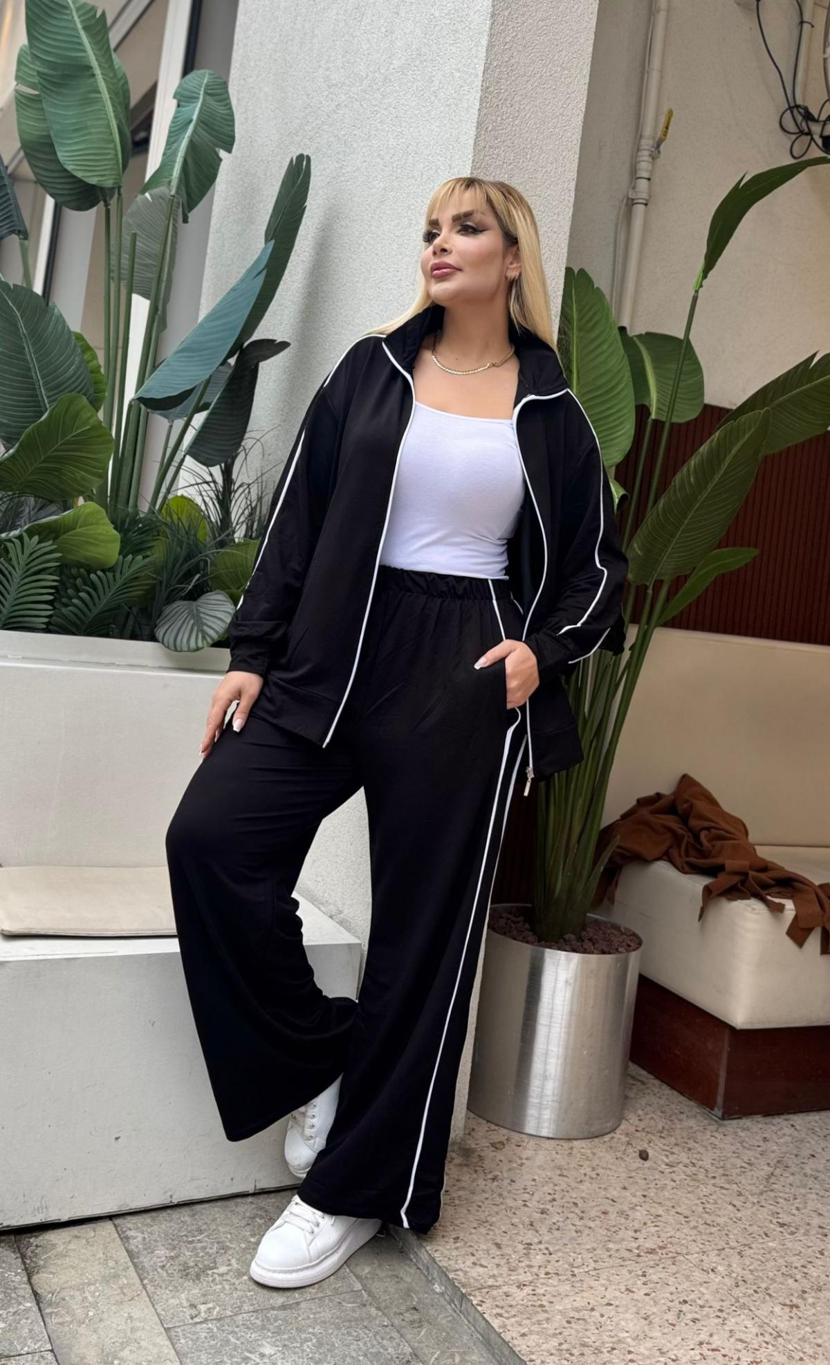 KADIN BÜYÜK BEDEN ÇİFT BİYE DETAY LİKRALI KRİSTAL İKİ İPLİK TAKIM