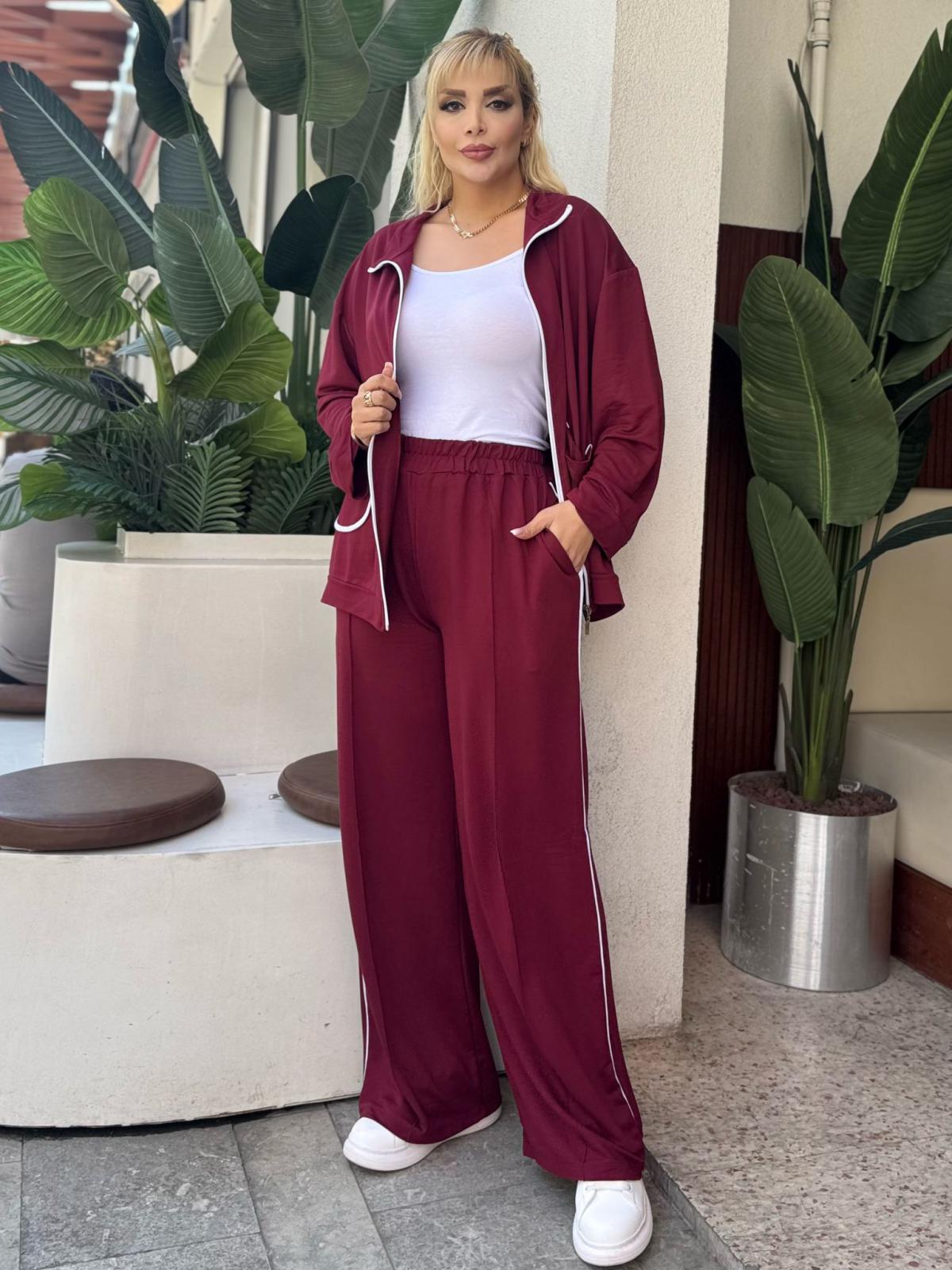 KADIN BÜYÜK BEDEN BEYAZ BİYE DETAY LİKRALI KRİSTAL İKİ İPLİK TAKIM