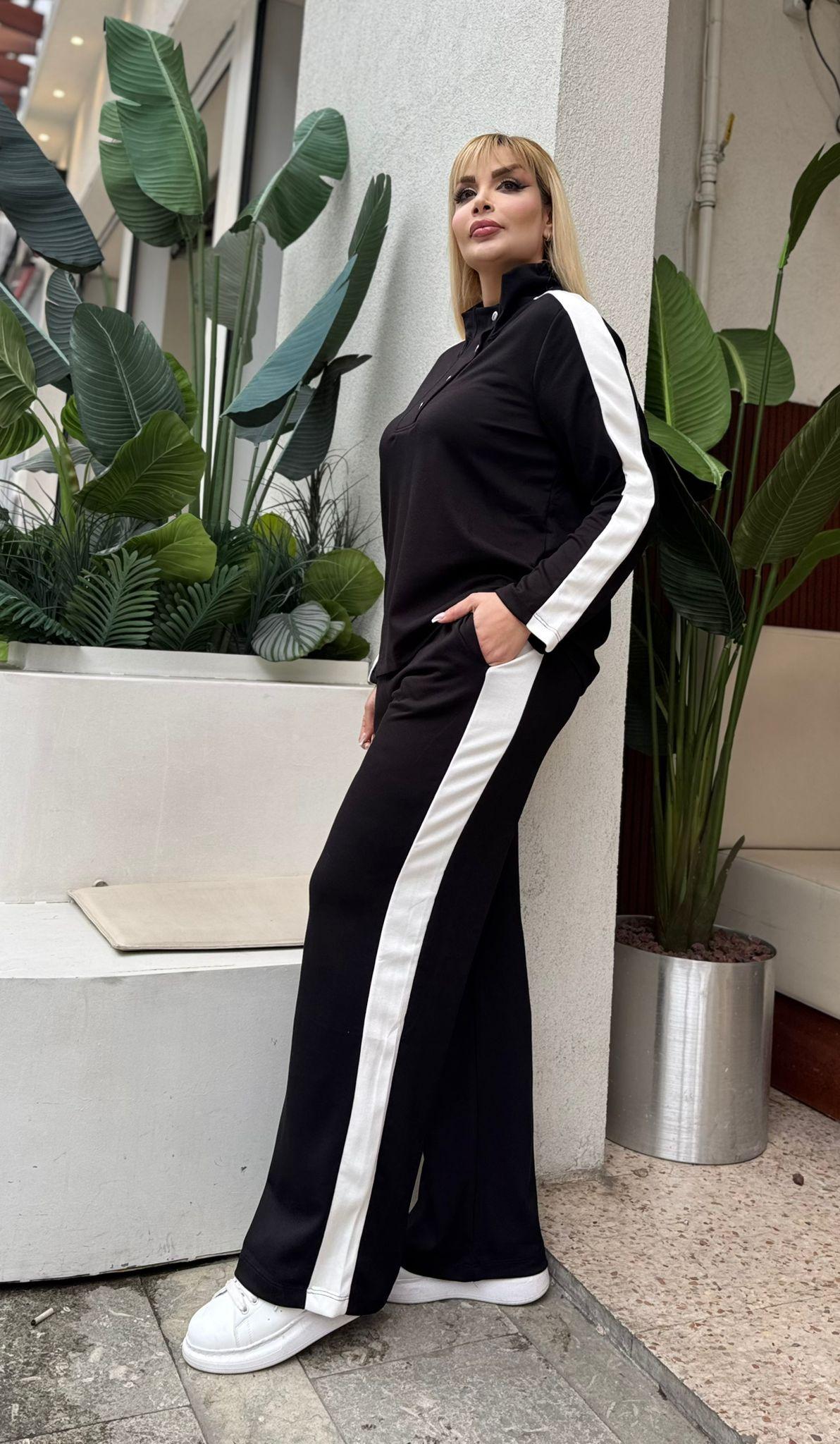 KADIN BÜYÜK BEDEN ÇITÇITLI DEVRİK YAKA LİKRALI OYSHO KUMAŞ TAKIM