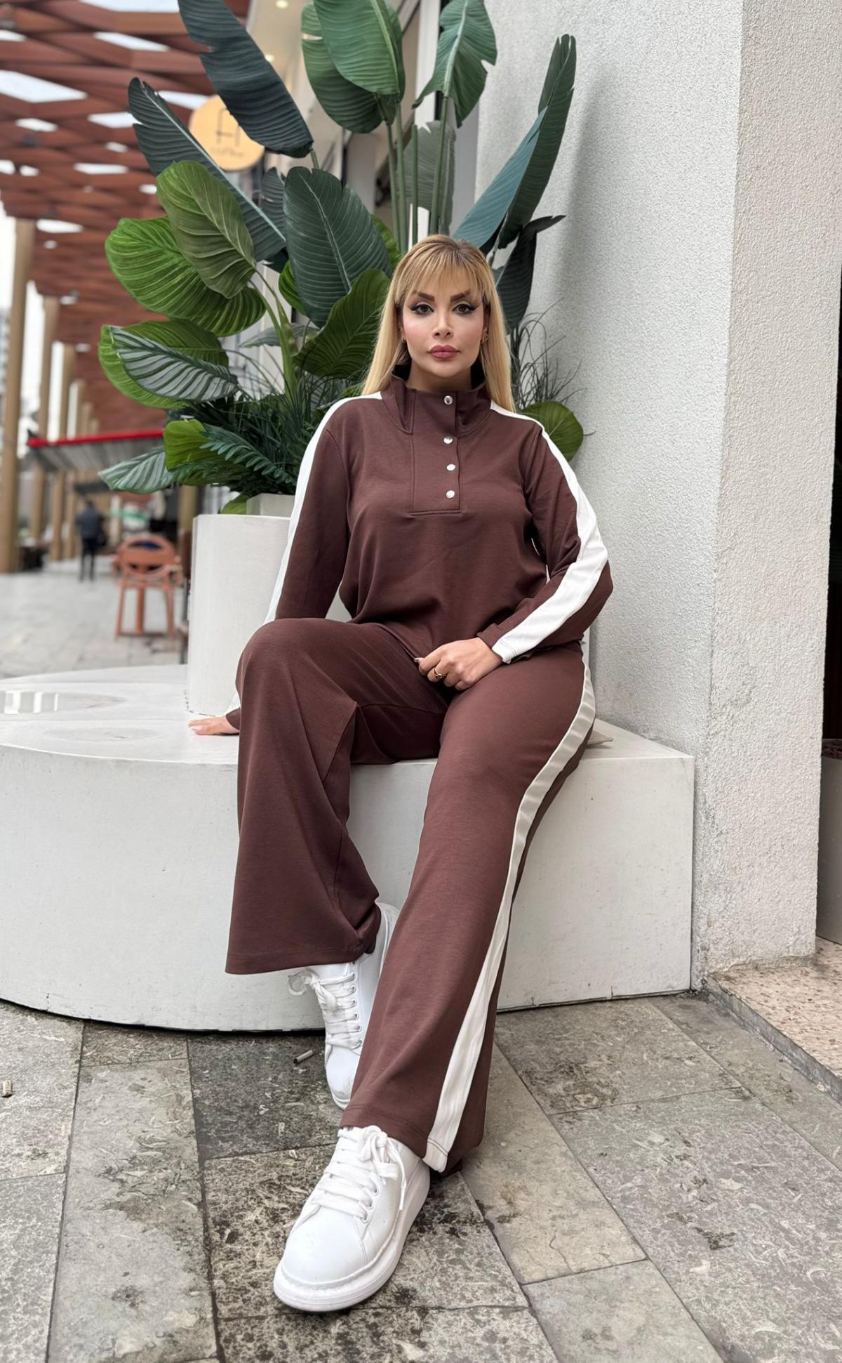 KADIN BÜYÜK BEDEN ÇITÇITLI DEVRİK YAKA LİKRALI OYSHO KUMAŞ TAKIM