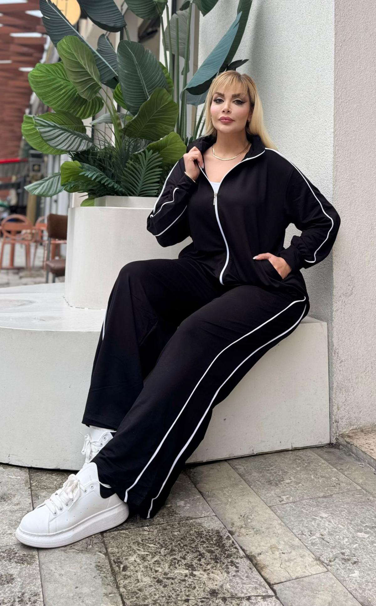 KADIN BÜYÜK BEDEN ÇİFT BİYE DETAY LİKRALI KRİSTAL İKİ İPLİK TAKIM