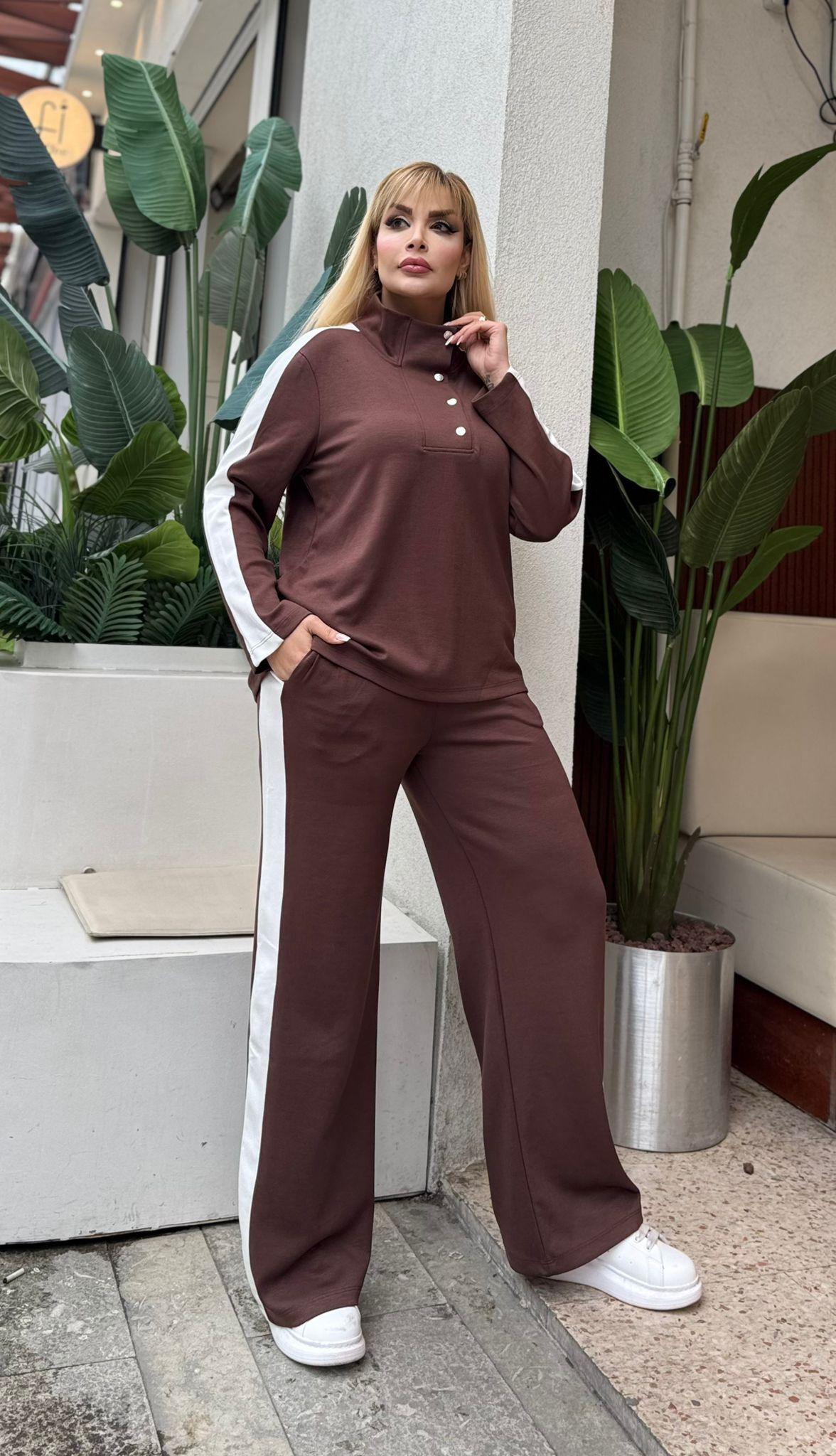 KADIN BÜYÜK BEDEN ÇITÇITLI DEVRİK YAKA LİKRALI OYSHO KUMAŞ TAKIM