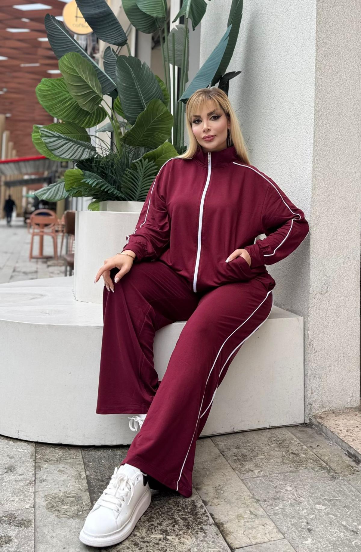 KADIN BÜYÜK BEDEN ÇİFT BİYE DETAY LİKRALI KRİSTAL İKİ İPLİK TAKIM