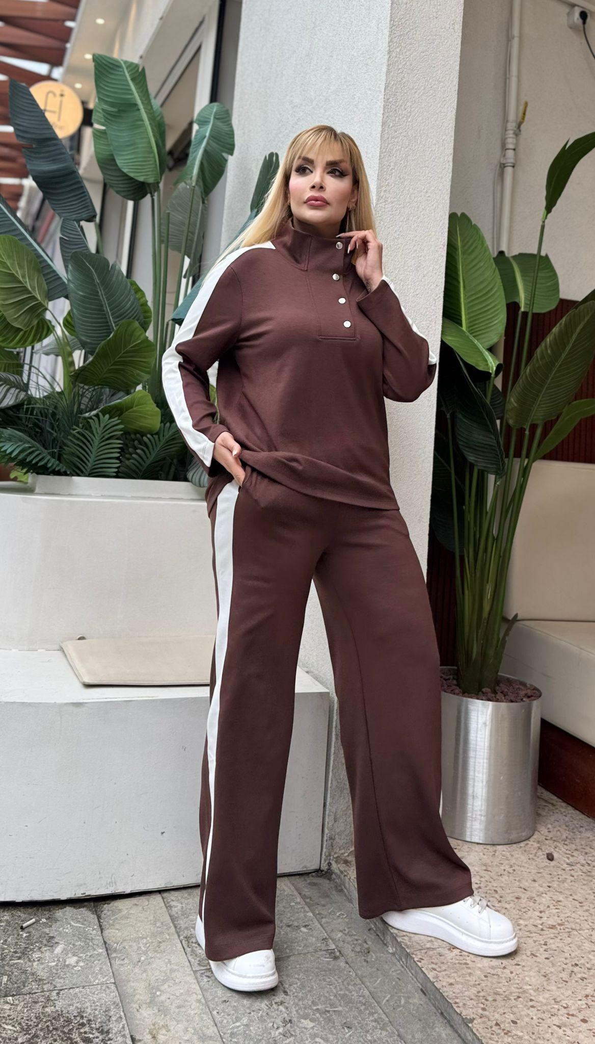 KADIN BÜYÜK BEDEN ÇITÇITLI DEVRİK YAKA LİKRALI OYSHO KUMAŞ TAKIM