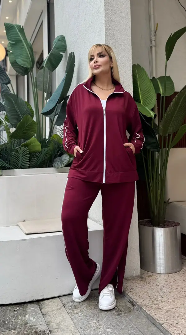 KADIN BÜYÜK BEDEN ÇİFT BİYE DETAY LİKRALI KRİSTAL İKİ İPLİK TAKIM