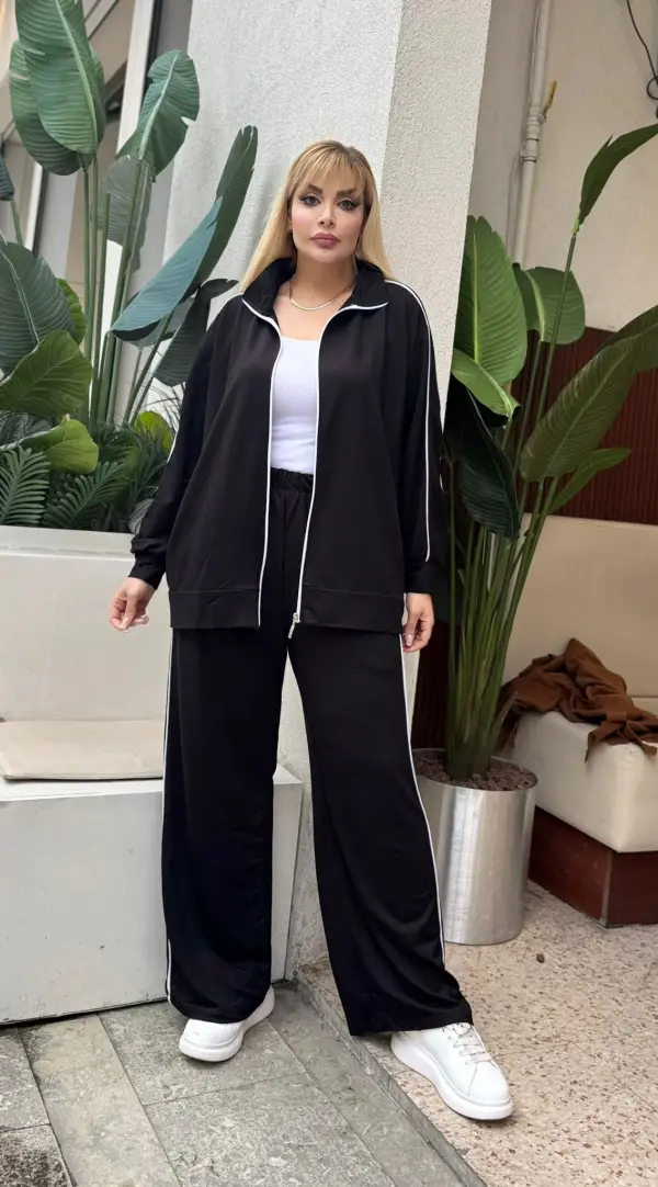 KADIN BÜYÜK BEDEN ÇİFT BİYE DETAY LİKRALI KRİSTAL İKİ İPLİK TAKIM