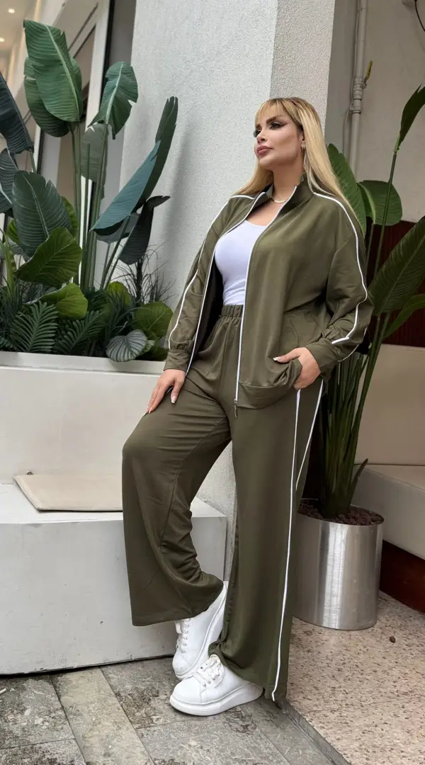 KADIN BÜYÜK BEDEN ÇİFT BİYE DETAY LİKRALI KRİSTAL İKİ İPLİK TAKIM