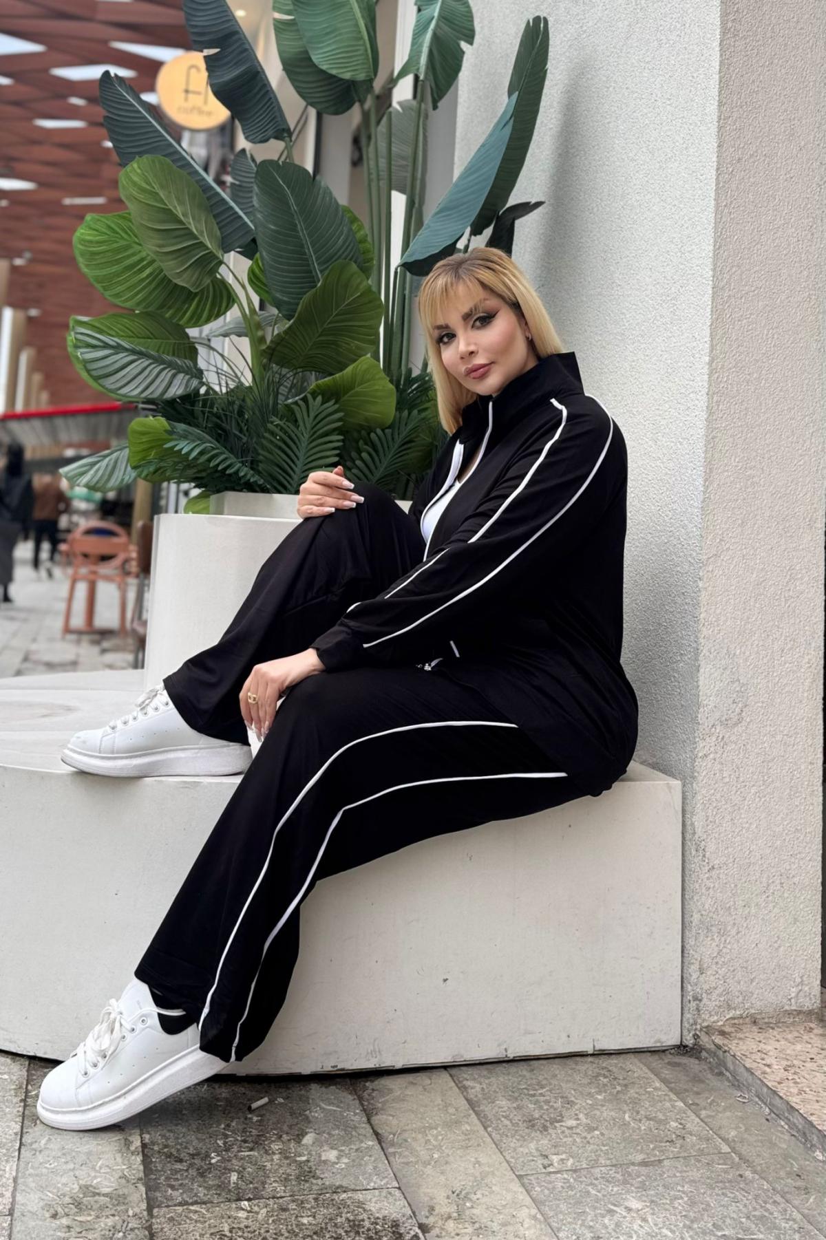 KADIN BÜYÜK BEDEN ÇİFT BİYE DETAY LİKRALI KRİSTAL İKİ İPLİK TAKIM