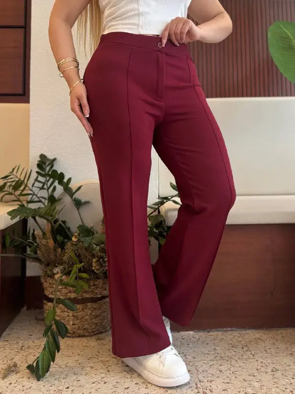  KADIN BÜYÜK BEDEN FERMUARLI ÜTÜ ÇİZGİLİ LİKRALI İSPANYOL PAÇA PANTOLON