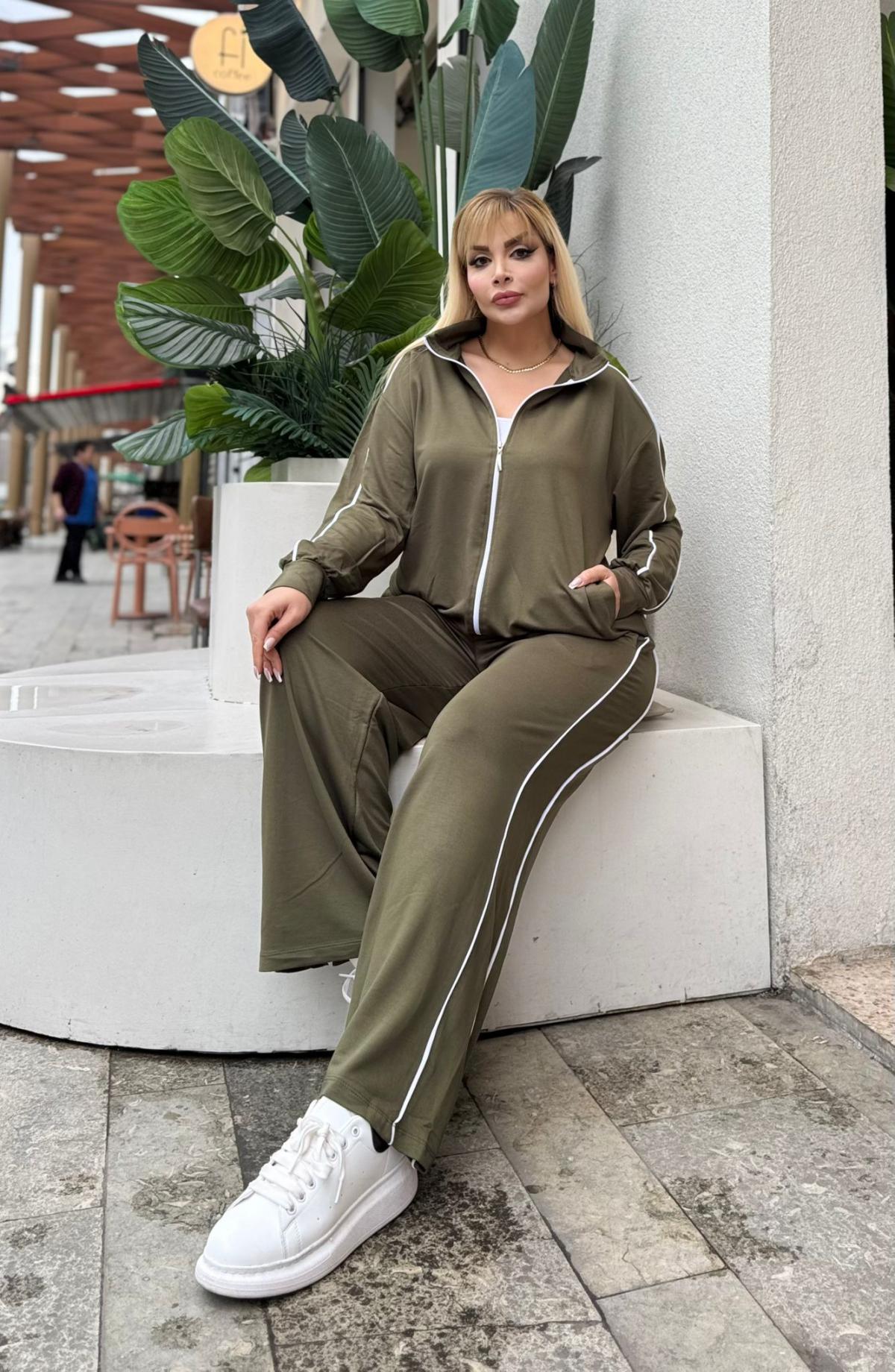 KADIN BÜYÜK BEDEN ÇİFT BİYE DETAY LİKRALI KRİSTAL İKİ İPLİK TAKIM