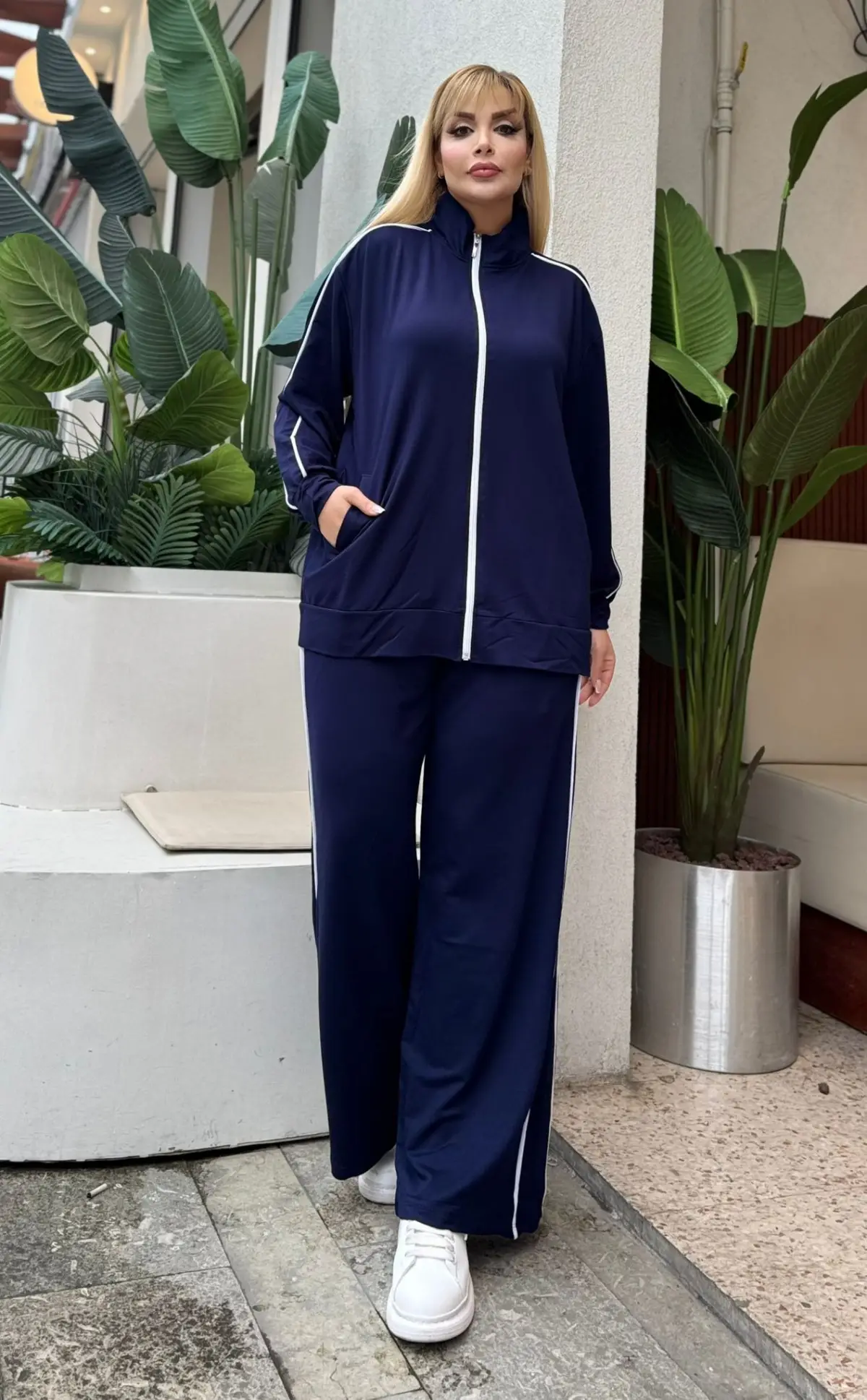 KADIN BÜYÜK BEDEN ÇİFT BİYE DETAY LİKRALI KRİSTAL İKİ İPLİK TAKIM