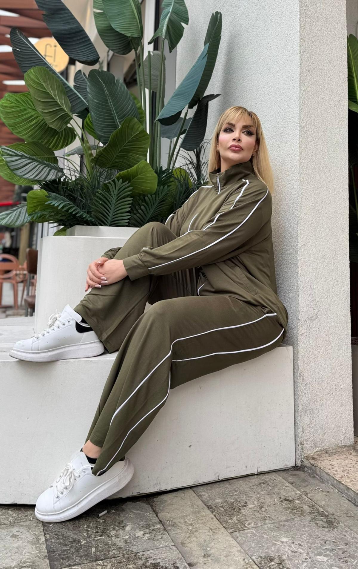 KADIN BÜYÜK BEDEN ÇİFT BİYE DETAY LİKRALI KRİSTAL İKİ İPLİK TAKIM